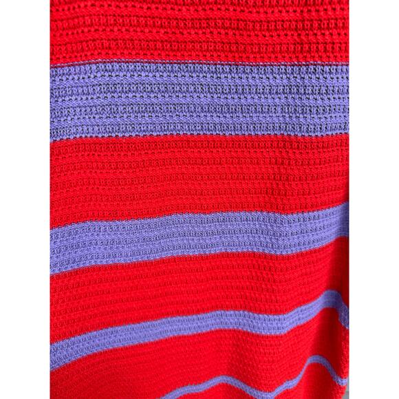 Scoop size L Crochet Orange-Red and Lavender Purple Striped Midi Dress - Picture 11 of 14